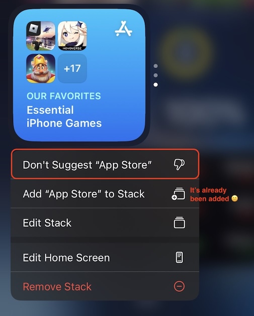 A screenshot showing Apple adding widgets without permission